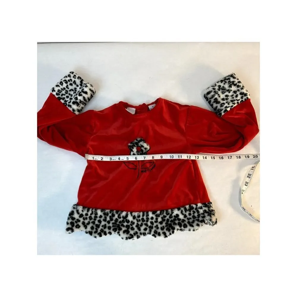 Vintage URit Y2K 2002 Crush Velvet Pants Set Floral Leopard - Girls Size 6